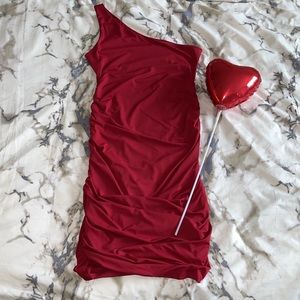 💗One shoulder midi dress